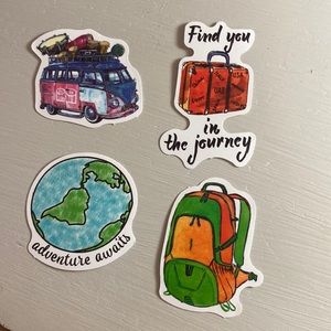 Set of 4.  Travel vinyl stickers.
